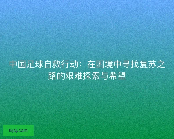 中国足球自救行动：在困境中寻找复苏之路的艰难探索与希望